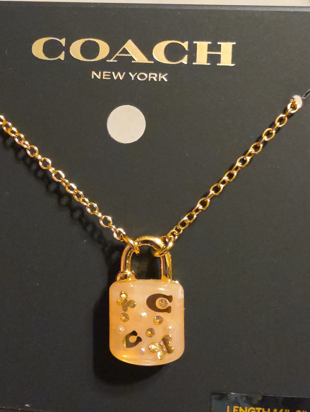 Coach Pink & Gold Padlock Necklace - Picture 2 of 2